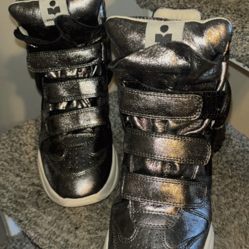 Isabel Marant Black Wedge Sneakers with Velcro Straps